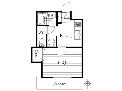 ベルウッド(1K/4階)の間取り写真