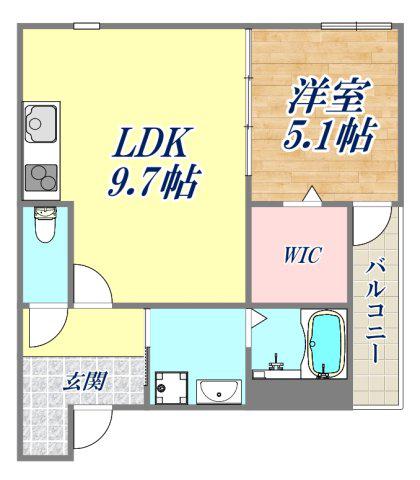 フジパレス西立花イースト(1LDK/3階)の間取り写真