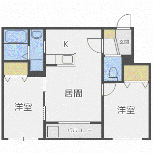 トラストコートS16(2LDK/4階)の間取り写真