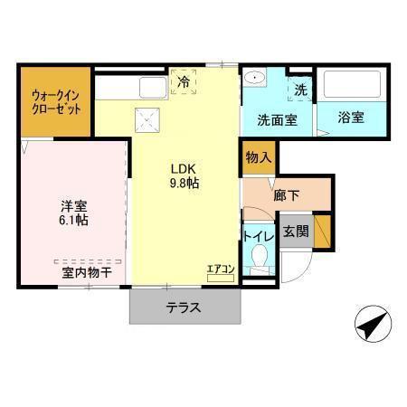 東武野田線 六実駅 徒歩7分 2階建 築12年(1LDK/1階)の間取り写真