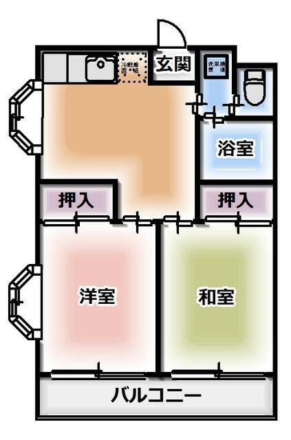 コーポ花水樹(2DK/2階)の間取り写真