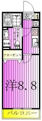COCOCUBE北千住 TERRACE(1K/3階)の間取り写真