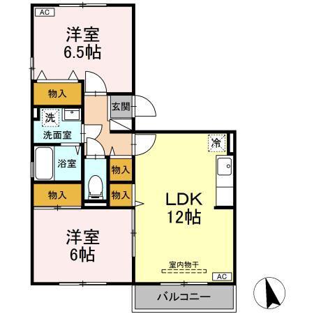 エスポワール笹本A(2LDK/3階)の間取り写真