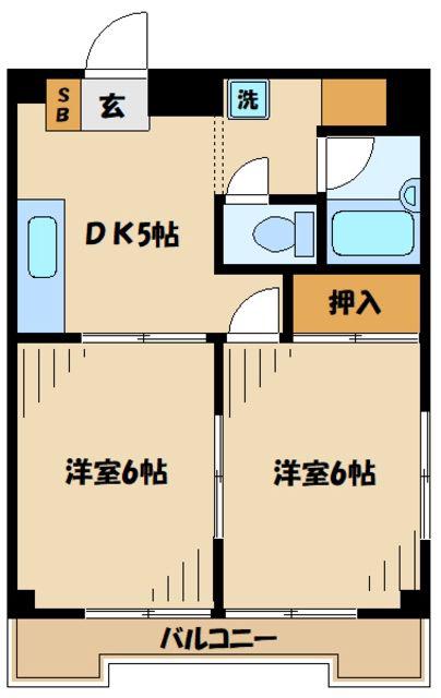 PLENDY相武台(2DK/2階)の間取り写真
