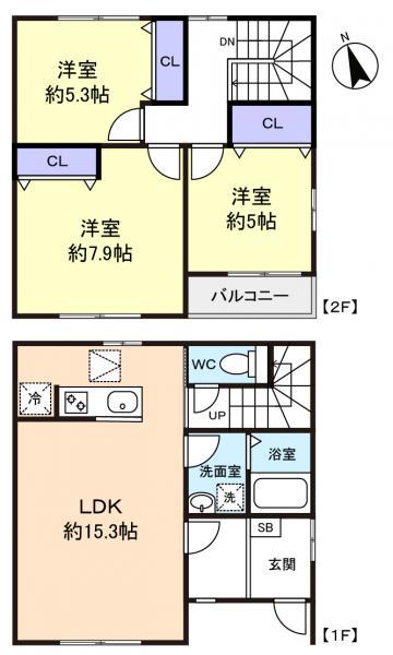 田喜野井メゾン豊琳(3LDK/1階)の間取り写真