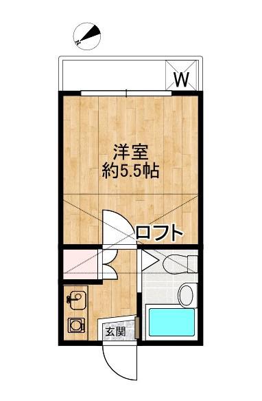 レオパレス千駄木B(1K/1階)の間取り写真