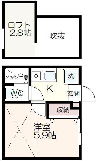 ラシック仙川(ワンルーム/2階)の間取り写真