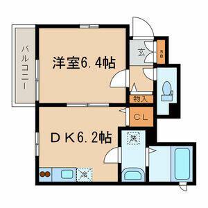 メゾンフルール(1DK/1階)の間取り写真