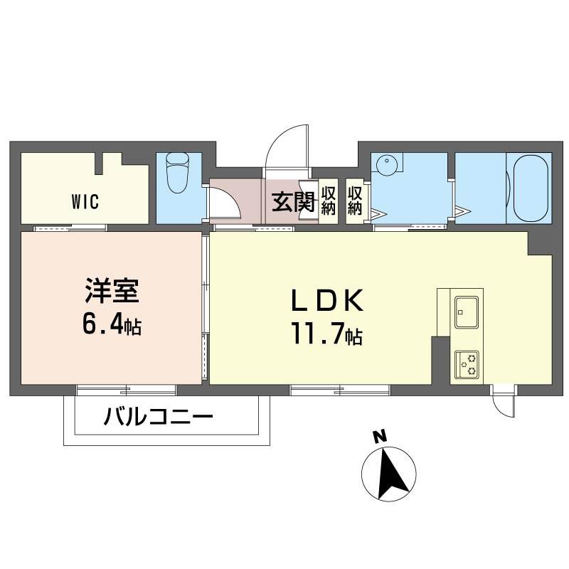 ミヤビ・ユー(1LDK/2階)の間取り写真