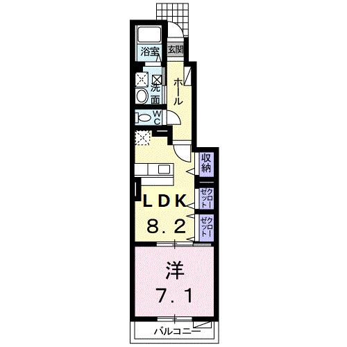 ボニートブリッサ(1LDK/1階)の間取り写真