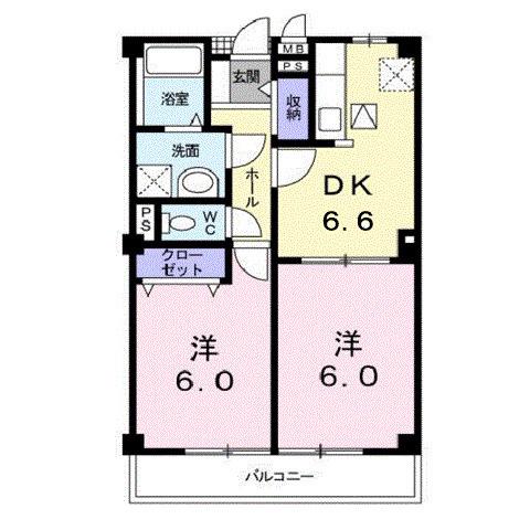 リヴィエールA(2DK/1階)の間取り写真