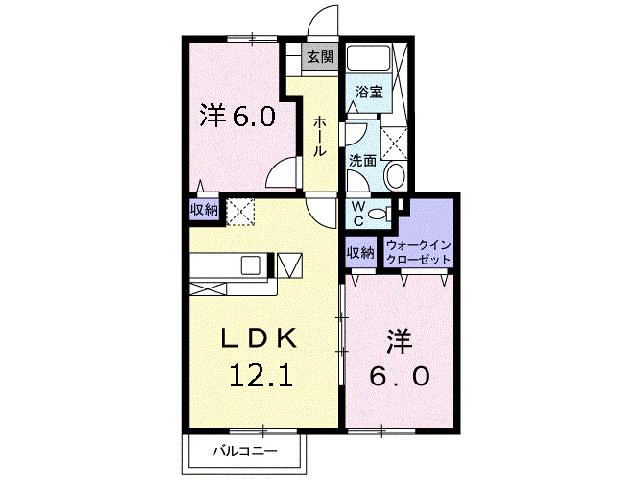 ルミナス北島A・B(2LDK/1階)の間取り写真