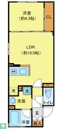MAXIV CROS板橋(1LDK/4階)の間取り写真