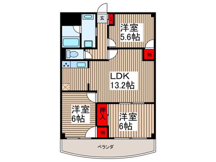 プリムヴェール西堀(3LDK/5階)の間取り写真