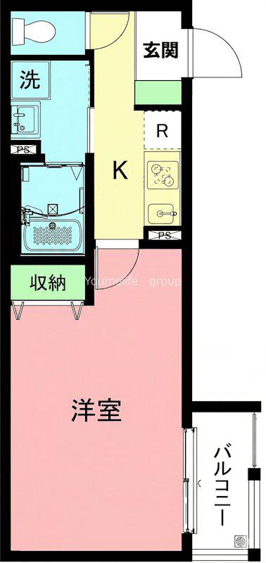 セレーノかしわ台(1K/1階)の間取り写真