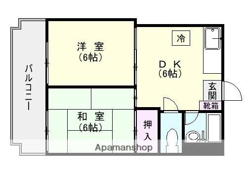 第2榎田ビル(2DK/3階)の間取り写真