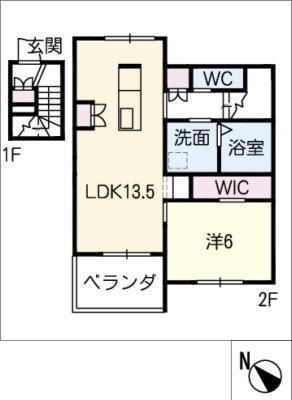 グラツィオーソ一宮富士(1LDK/2階)の間取り写真