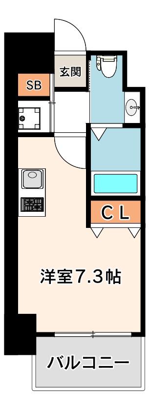ドゥーエなんば南(ワンルーム/6階)の間取り写真