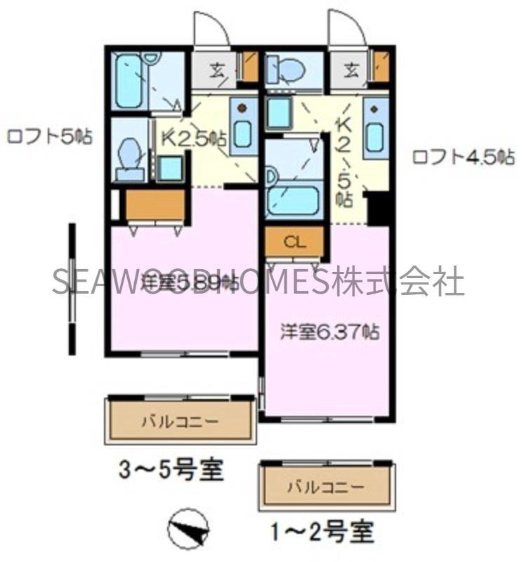 AMALFI横浜(1K/1階)の間取り写真