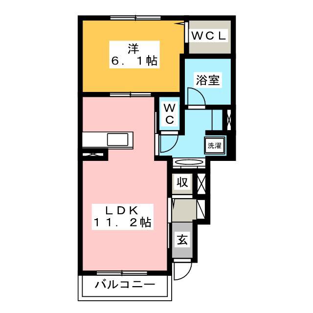 ブリアン ソレイユ(1LDK/1階)の間取り写真