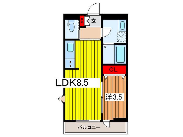 リーブルファイン浦和美園(1LDK/3階)の間取り写真