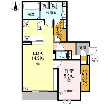 スペチアーレ平野西(1LDK/1階)の間取り写真