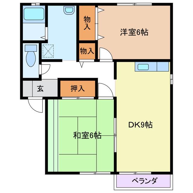 ロイヤルガーデン A(2DK/1階)の間取り写真