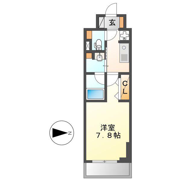 パークアクシス新栄(1K/2階)の間取り写真