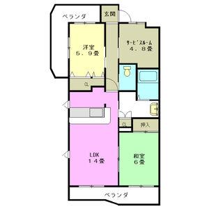 ミクニハイツII(2SLDK/8階)の間取り写真