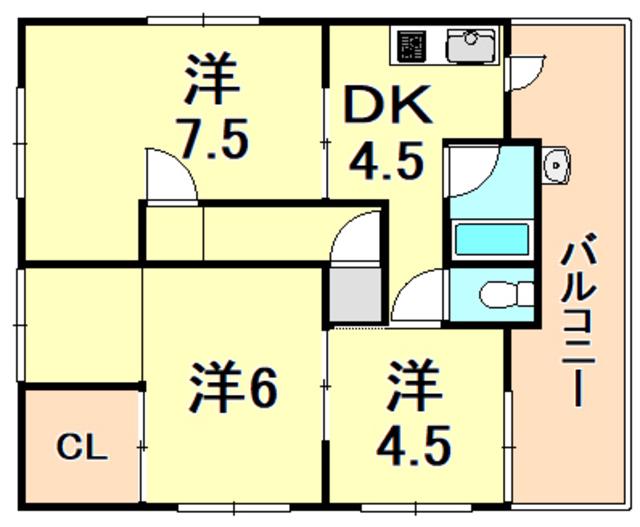 フラット伊丹(3DK/5階)の間取り写真