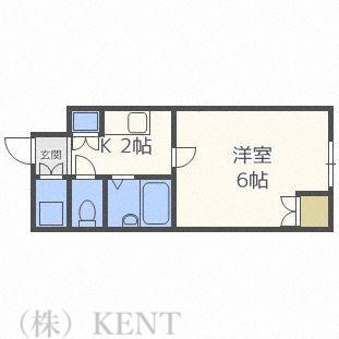 ベルシティ琴似(1K/1階)の間取り写真