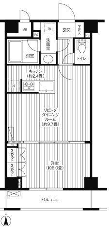 グランハイツ東新宿(1LDK/5階)の間取り写真