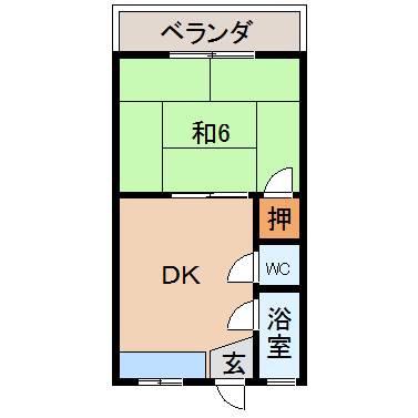 第1城東マンション(1DK/1階)の間取り写真