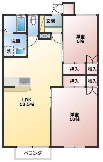メゾンサントノーレ(2LDK/1階)の間取り写真