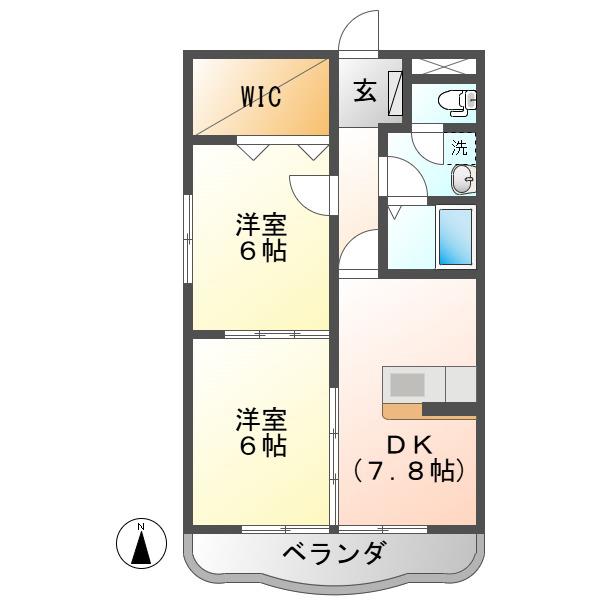 グリーントマト(2DK/4階)の間取り写真