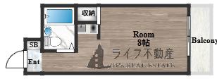 ハイツまき(ワンルーム/1階)の間取り写真