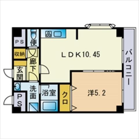 ウェルスグローリー姪浜(1LDK/5階)の間取り写真
