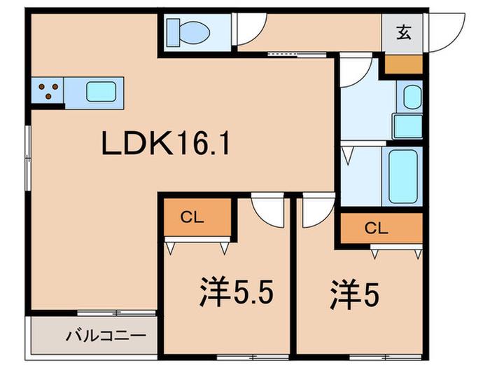 プライム神戸垂水(2LDK/1階)の間取り写真