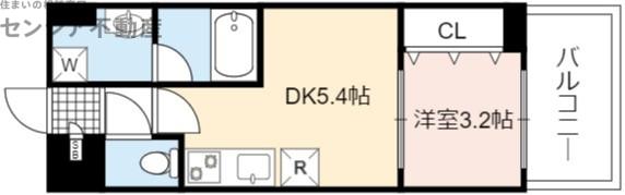 LA CASA(1DK/6階)の間取り写真