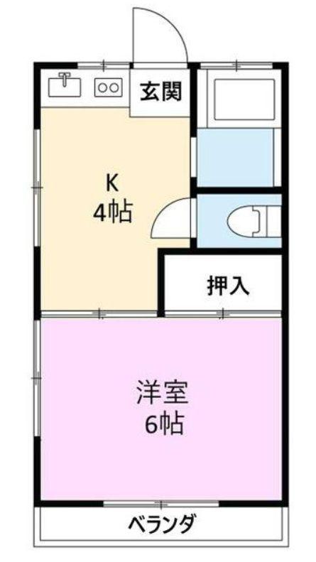 コーポペガサス(1K/1階)の間取り写真