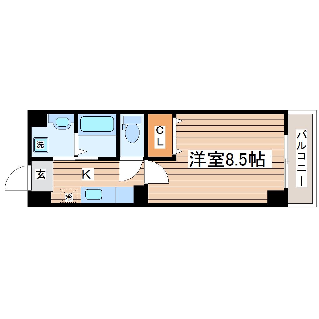 ベルフィオーレ二日町(1K/7階)の間取り写真