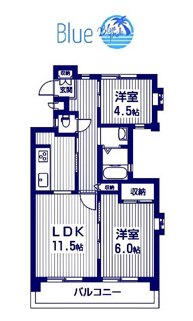 ビューシティ善行(2LDK/4階)の間取り写真