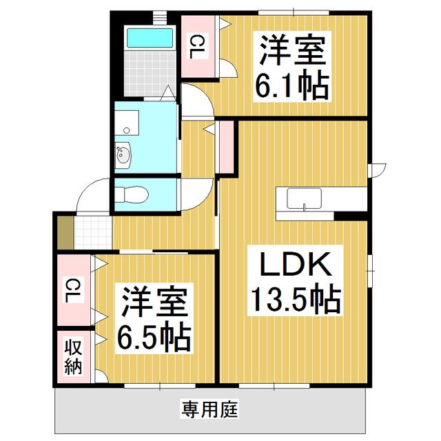 MASTTOWN島内 D棟(2LDK/1階)の間取り写真