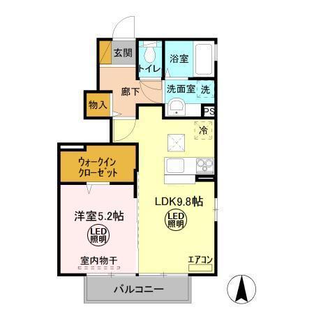 ピアヒルズ桜ヶ丘A(1LDK/1階)の間取り写真