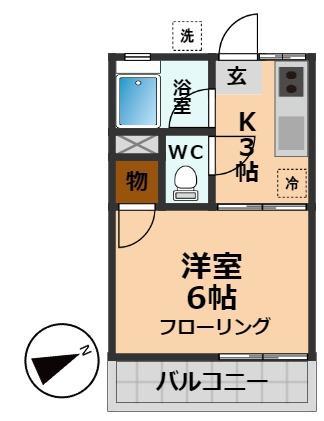 スカイコーポ(1K/1階)の間取り写真