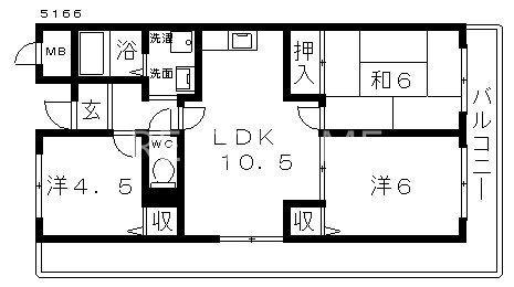 エントピアナカモト(2DK/2階)の間取り写真