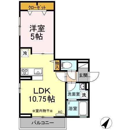 プランドールメゾン 1号館(1LDK/2階)の間取り写真