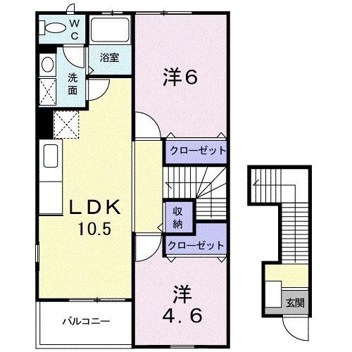 ラシーヌIII壱番館(2LDK/2階)の間取り写真