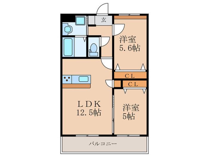 MDIプラデリビオ行橋駅前(2LDK/3階)の間取り写真