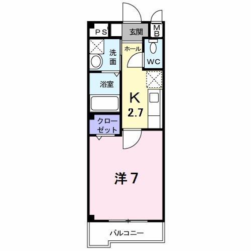 コーポFカーム(1K/2階)の間取り写真